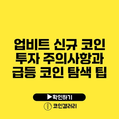 업비트 신규 코인 투자 주의사항과 급등 코인 탐색 팁