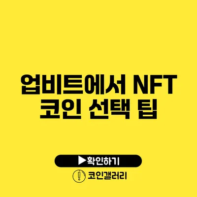 업비트에서 NFT 코인 선택 팁