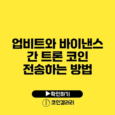 업비트와 바이낸스 간 트론 코인 전송하는 방법