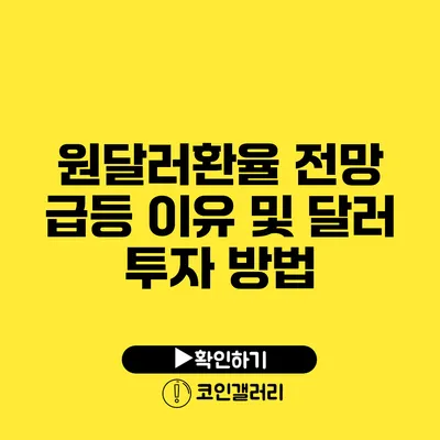 원달러환율 전망: 급등 이유 및 달러 투자 방법