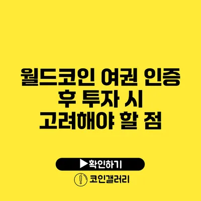 월드코인 여권 인증 후 투자 시 고려해야 할 점