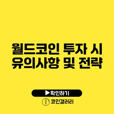 월드코인 투자 시 유의사항 및 전략