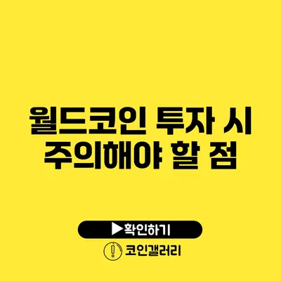 월드코인 투자 시 주의해야 할 점