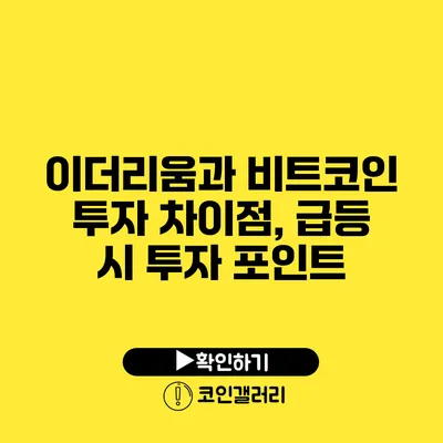 이더리움과 비트코인 투자 차이점, 급등 시 투자 포인트