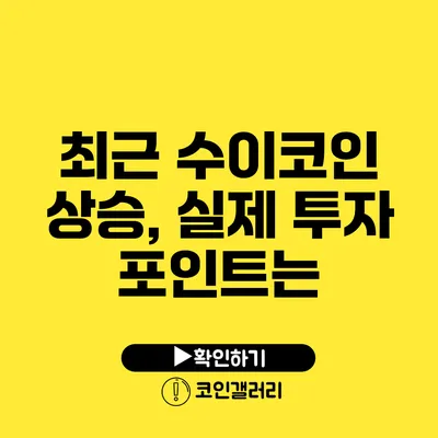 최근 수이코인 상승, 실제 투자 포인트는?