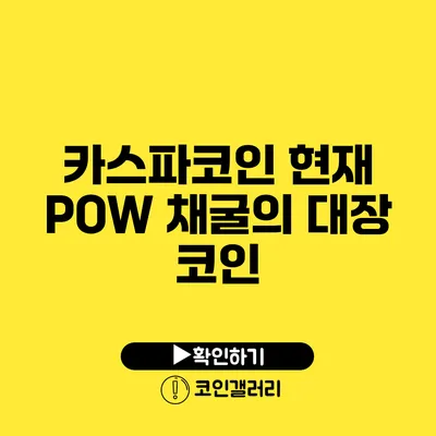 카스파코인: 현재 POW 채굴의 대장 코인