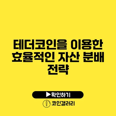 테더코인을 이용한 효율적인 자산 분배 전략