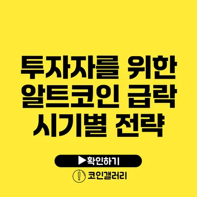 투자자를 위한 알트코인 급락 시기별 전략