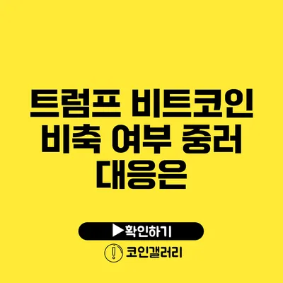 트럼프 비트코인 비축 여부: 중러 대응은?