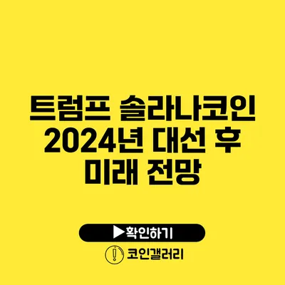 트럼프 솔라나코인 2024년 대선 후 미래 전망