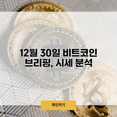 12월 30일 비트코인 브리핑, 시세 분석