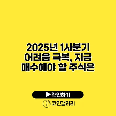 2025년 1사분기 어려움 극복, 지금 매수해야 할 주식은?