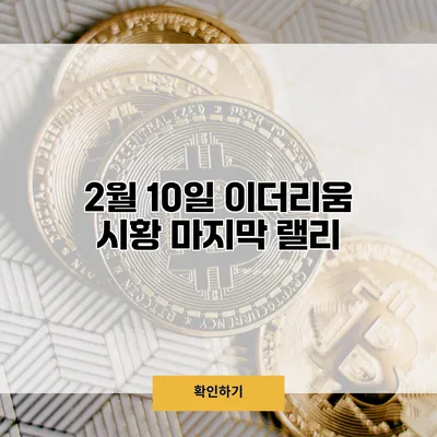 2월 10일 이더리움 시황 마지막 랠리?