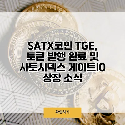 SATX코인 TGE, 토큰 발행 완료 및 사토시덱스 게이트IO 상장 소식