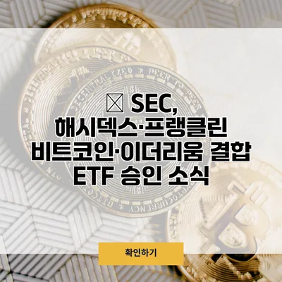 美 SEC, 해시덱스·프랭클린 비트코인·이더리움 결합 ETF 승인 소식