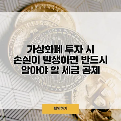 가상화폐 투자 시 손실이 발생하면 반드시 알아야 할 세금 공제