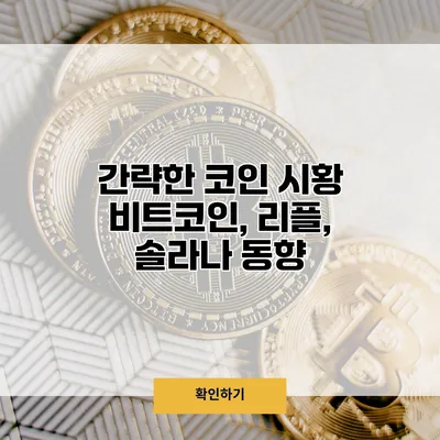 간략한 코인 시황 비트코인, 리플, 솔라나 동향