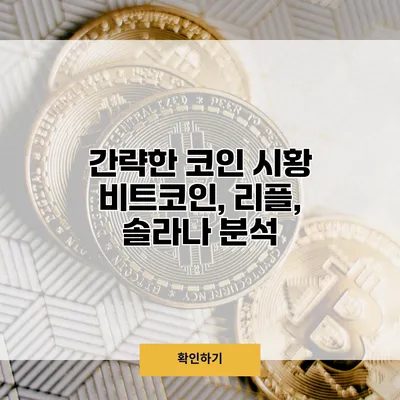 간략한 코인 시황 비트코인, 리플, 솔라나 분석
