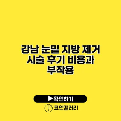 강남 눈밑 지방 제거 시술 후기 비용과 부작용