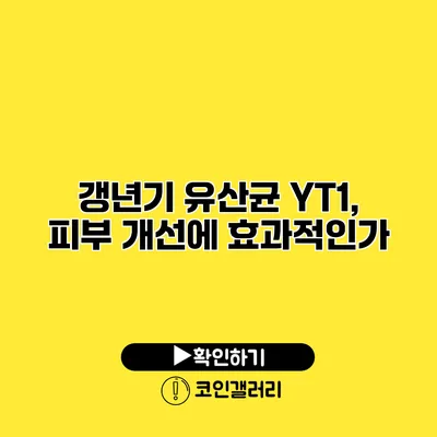 갱년기 유산균 YT1, 피부 개선에 효과적인가?