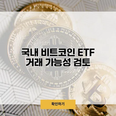 국내 비트코인 ETF 거래 가능성 검토