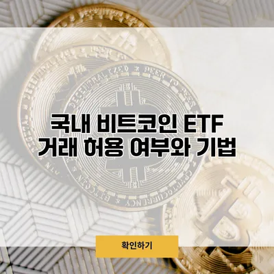 국내 비트코인 ETF 거래 허용 여부와 기법