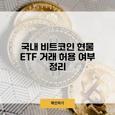 국내 비트코인 현물 ETF 거래 허용 여부 정리