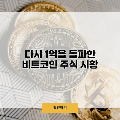 다시 1억을 돌파한 비트코인 주식 시황