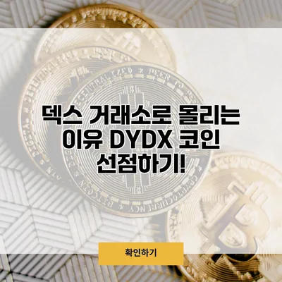 덱스 거래소로 몰리는 이유 DYDX 코인 선점하기!