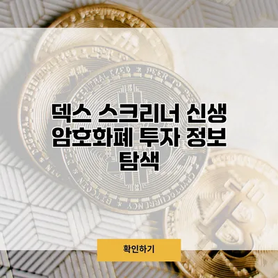 덱스 스크리너 신생 암호화폐 투자 정보 탐색