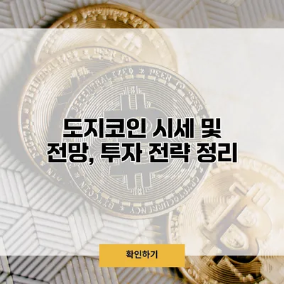 도지코인 시세 및 전망, 투자 전략 정리