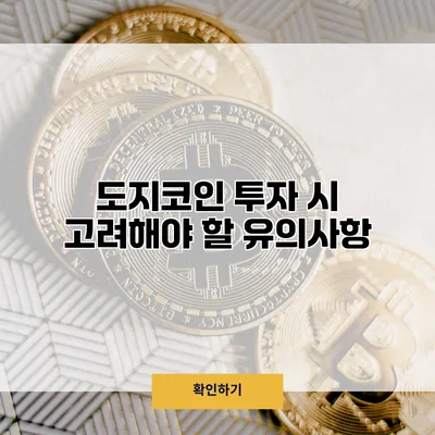 도지코인 투자 시 고려해야 할 유의사항