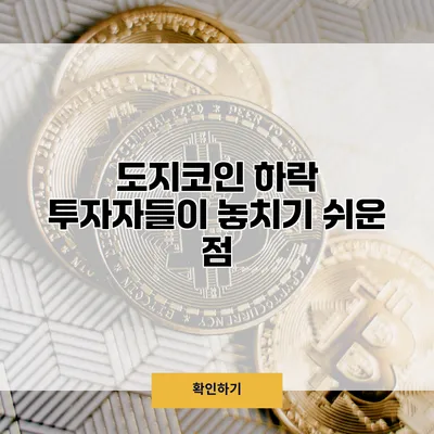 도지코인 하락 투자자들이 놓치기 쉬운 점
