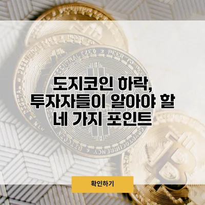 도지코인 하락, 투자자들이 알아야 할 네 가지 포인트