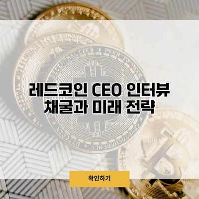 레드코인 CEO 인터뷰 채굴과 미래 전략