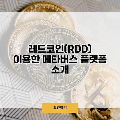레드코인(RDD) 이용한 메타버스 플랫폼 소개