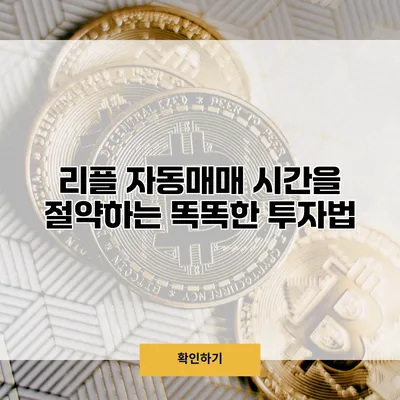리플 자동매매 시간을 절약하는 똑똑한 투자법