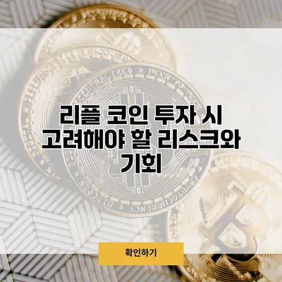 리플 코인 투자 시 고려해야 할 리스크와 기회