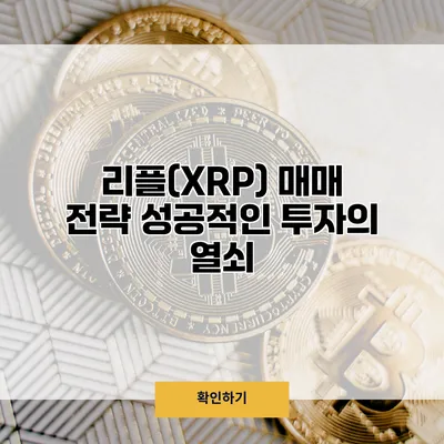 리플(XRP) 매매 전략 성공적인 투자의 열쇠