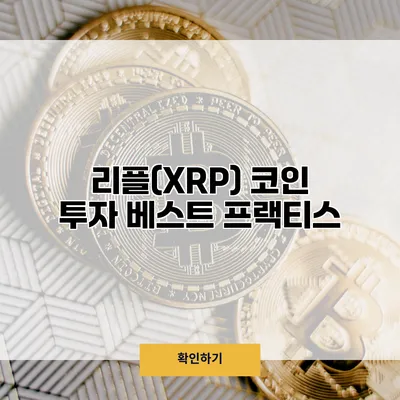 리플(XRP) 코인 투자 베스트 프랙티스