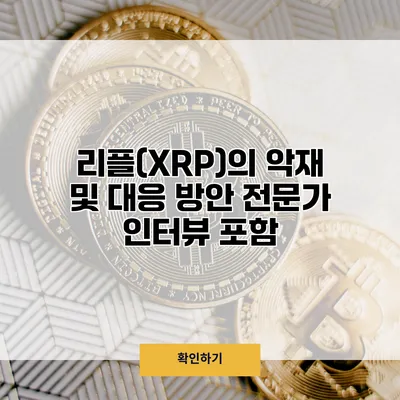 리플(XRP)의 악재 및 대응 방안 전문가 인터뷰 포함
