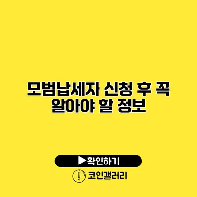 모범납세자 신청 후 꼭 알아야 할 정보