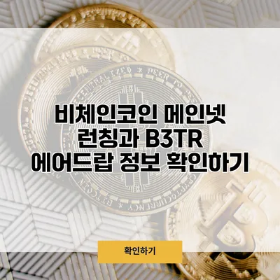 비체인코인 메인넷 런칭과 B3TR 에어드랍 정보 확인하기