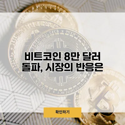 비트코인 8만 달러 돌파, 시장의 반응은?