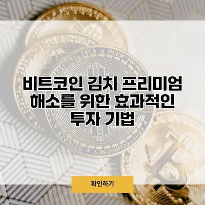 비트코인 김치 프리미엄 해소를 위한 효과적인 투자 기법
