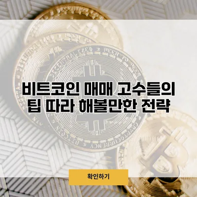 비트코인 매매 고수들의 팁 따라 해볼만한 전략
