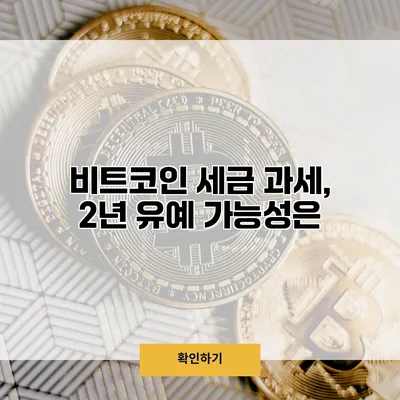 비트코인 세금 과세, 2년 유예 가능성은?