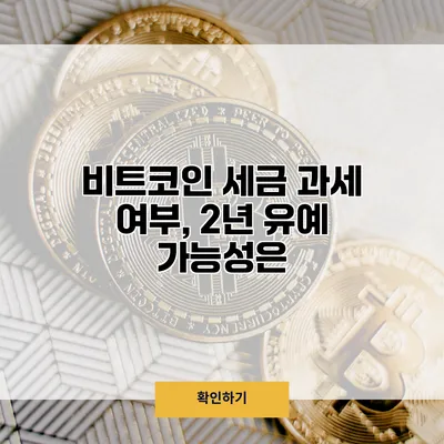 비트코인 세금 과세 여부, 2년 유예 가능성은?