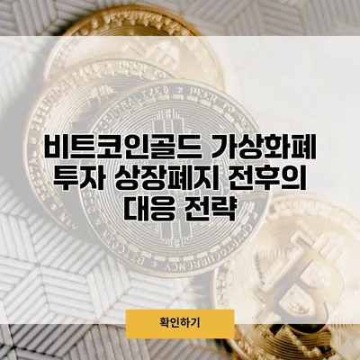 비트코인골드 가상화폐 투자 상장폐지 전후의 대응 전략
