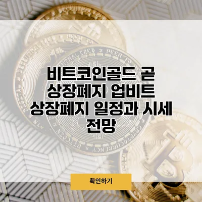 비트코인골드 곧 상장폐지 업비트 상장폐지 일정과 시세 전망
